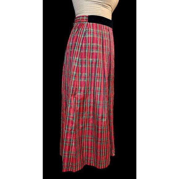 Karen Scott Tartan Plaid Skirt Sz. 16 Satin Midi/Ankle Length Pull On Holidays - Picture 4 of 9